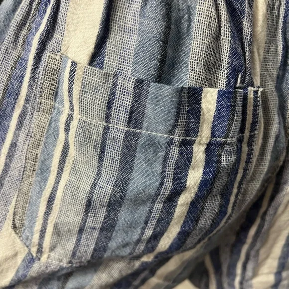 Briggs Women's Linen Blend Pull-On Shorts Medium Blue Stripe Wide Waist Band NWT - Picture 4 of 12